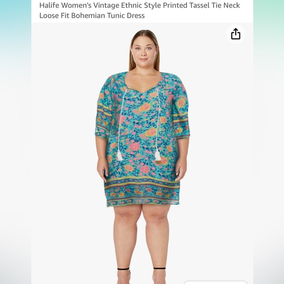 halife Dresses & Skirts - NEW Halife Women’s Tassel Tie Bohemian Tunic Loose Dress Plus Size 2XL